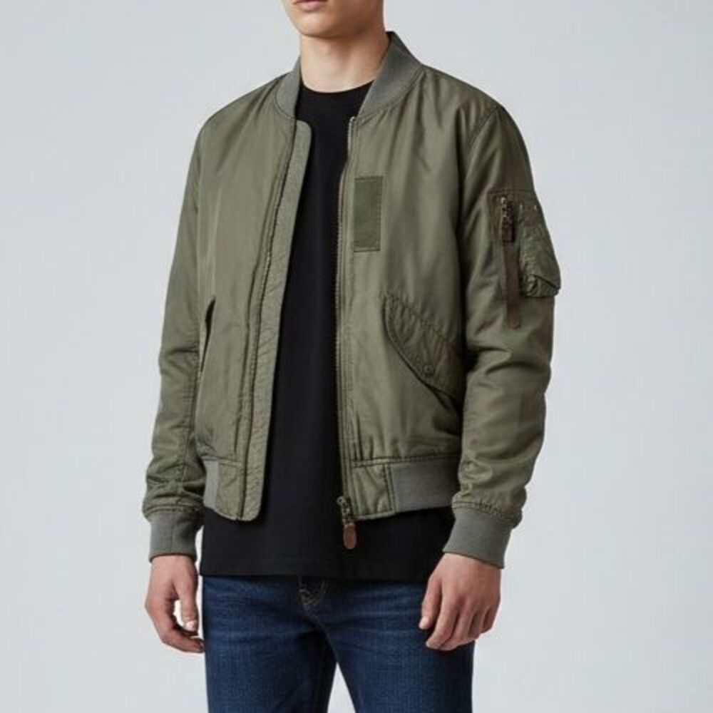 Ambercrombie and Fitch Flight Jacket Men XS Army Green Bomber Grunge Military